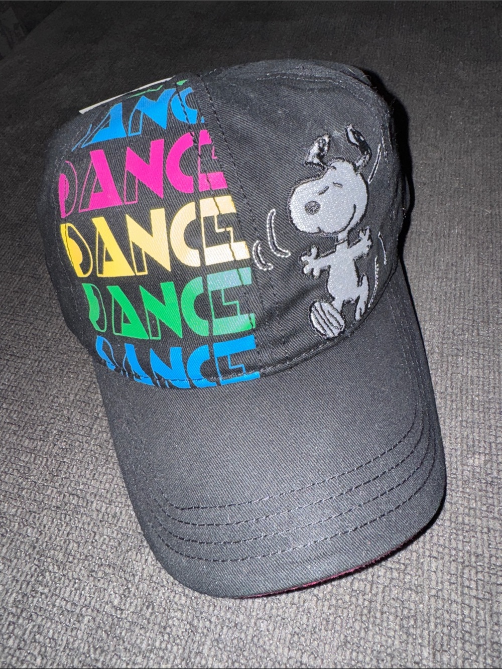 Peanuts Embroidered Snoopy Dance Spell Out Baseball Cap Hat Adjustable - NWT